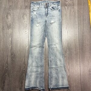 American Eagle Outfitters Hi Rise Artist Flare Jeans Stretch Size 4 28 x 30